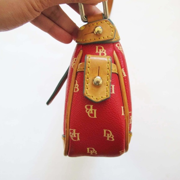 Vintage Y2K Dooney and Bourke Baguette Mini Shoulder Bag Red Tan - Picture 3 of 4